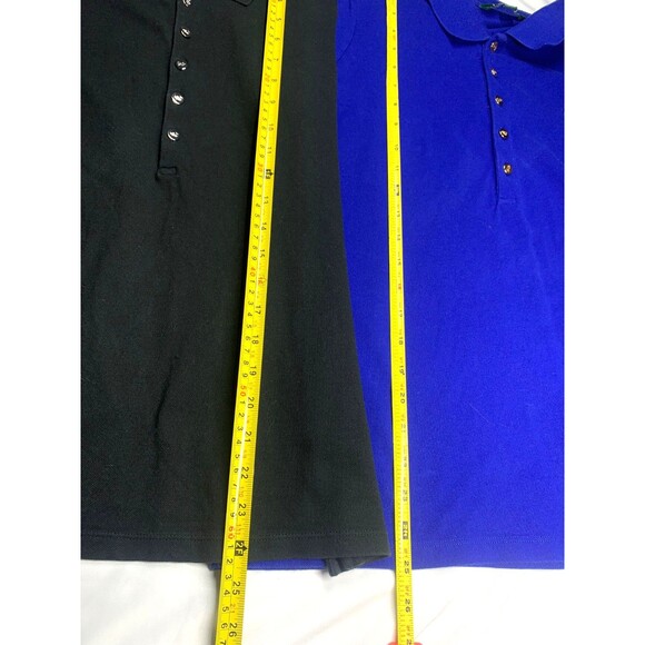 2 - Ralph Lauren Womens Size L 1-Blue 1-Black Polo Shirts Gold Buttons LRL Logo - Picture 6 of 7
